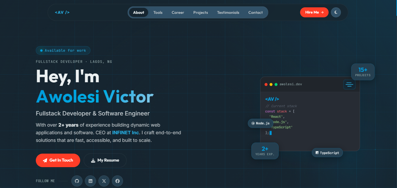 Awolesi Victor — Fullstack Developer & Software Engineer | Lagos, Nigeria
